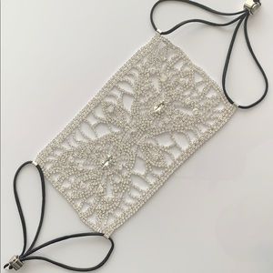 Luxury Rhinestone Mask Cover + black cotton mask